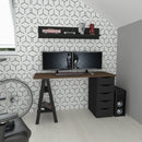 Escrivaninha 5 Gavetas Cavelete Artany Spirit Cor Nogal Com Preto